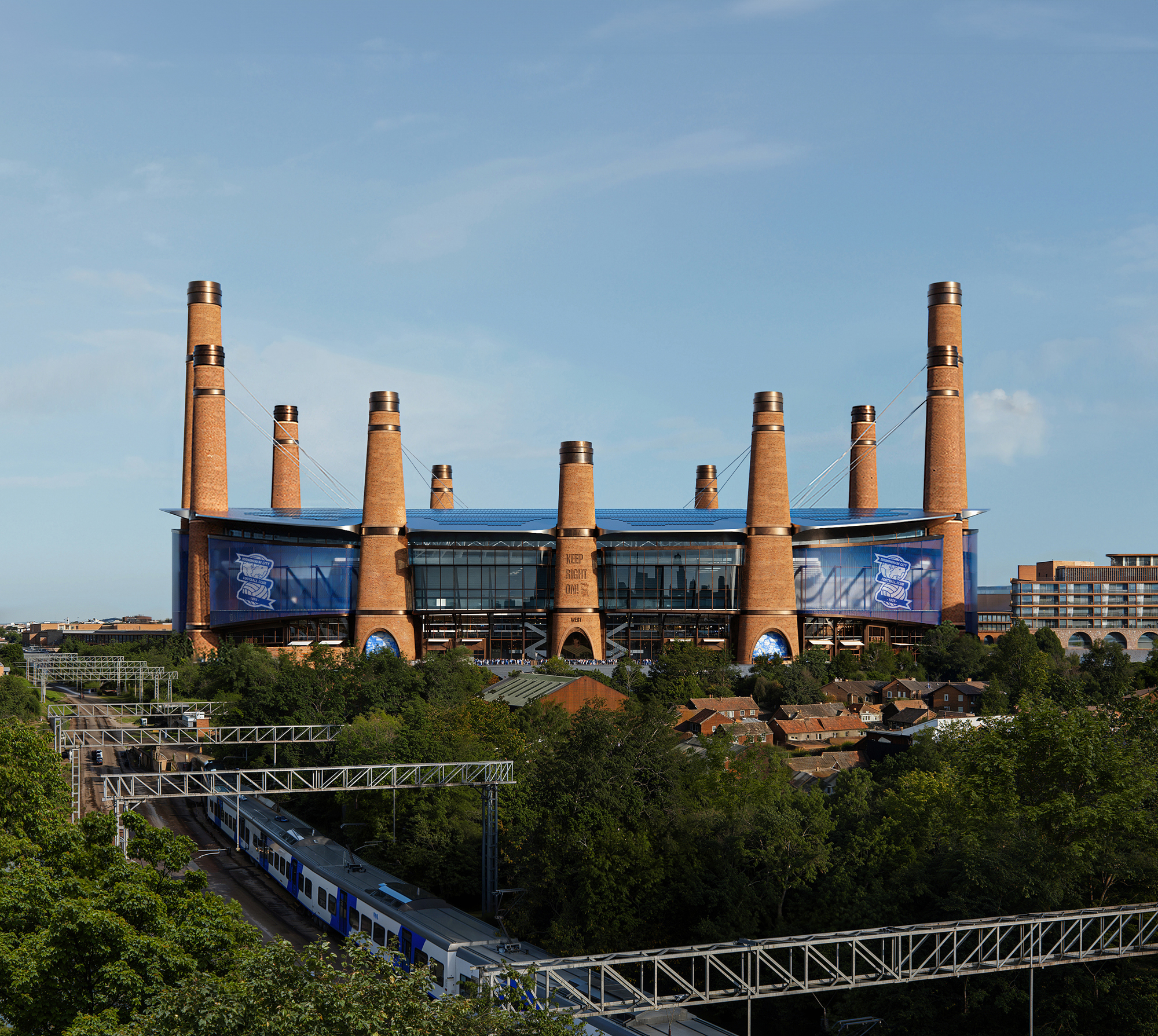 Heatherwick Studio e MANICA revelam projeto de estádio definido por Twelve Brick Chimneys em Birmingham