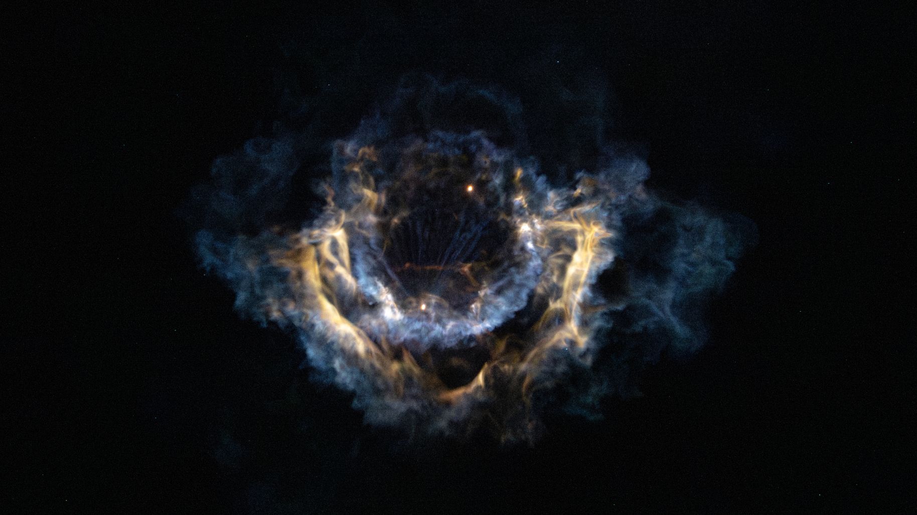 A pluma do foguete SpaceX Falcon 9 floresce sobre a foto do dia da Flórida em 18 de fevereiro de 2026